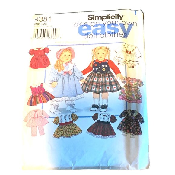 Simplicity 9381 Design Your Own Easy 18" Doll Clothes Pattern - uncut - Picture 1 of 2